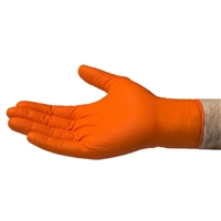 Ammex Gloveworks Heavy Duty Orange Nitrile Gloves - Box with 100 Gloves